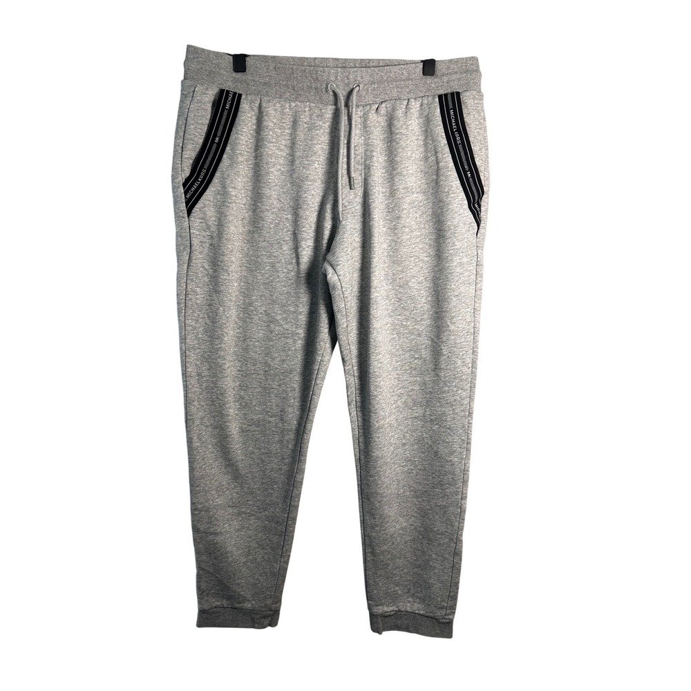 Michael Kors‎ Mens Gray Logo Tape Trim Fleece Jogger Sweatpants Large